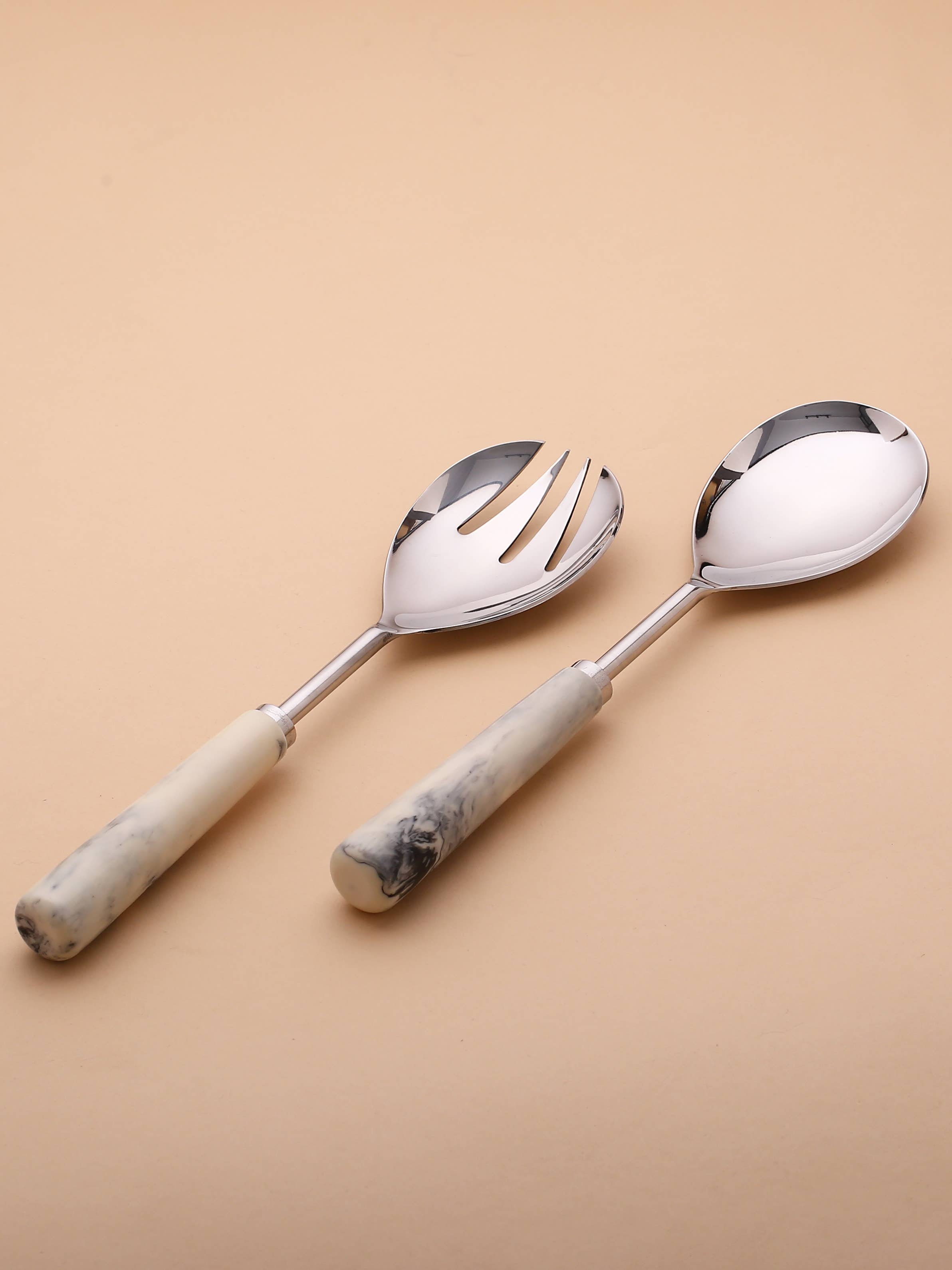 Gold Plated Metal & Resin Salad Server 2- Piece Set (12)