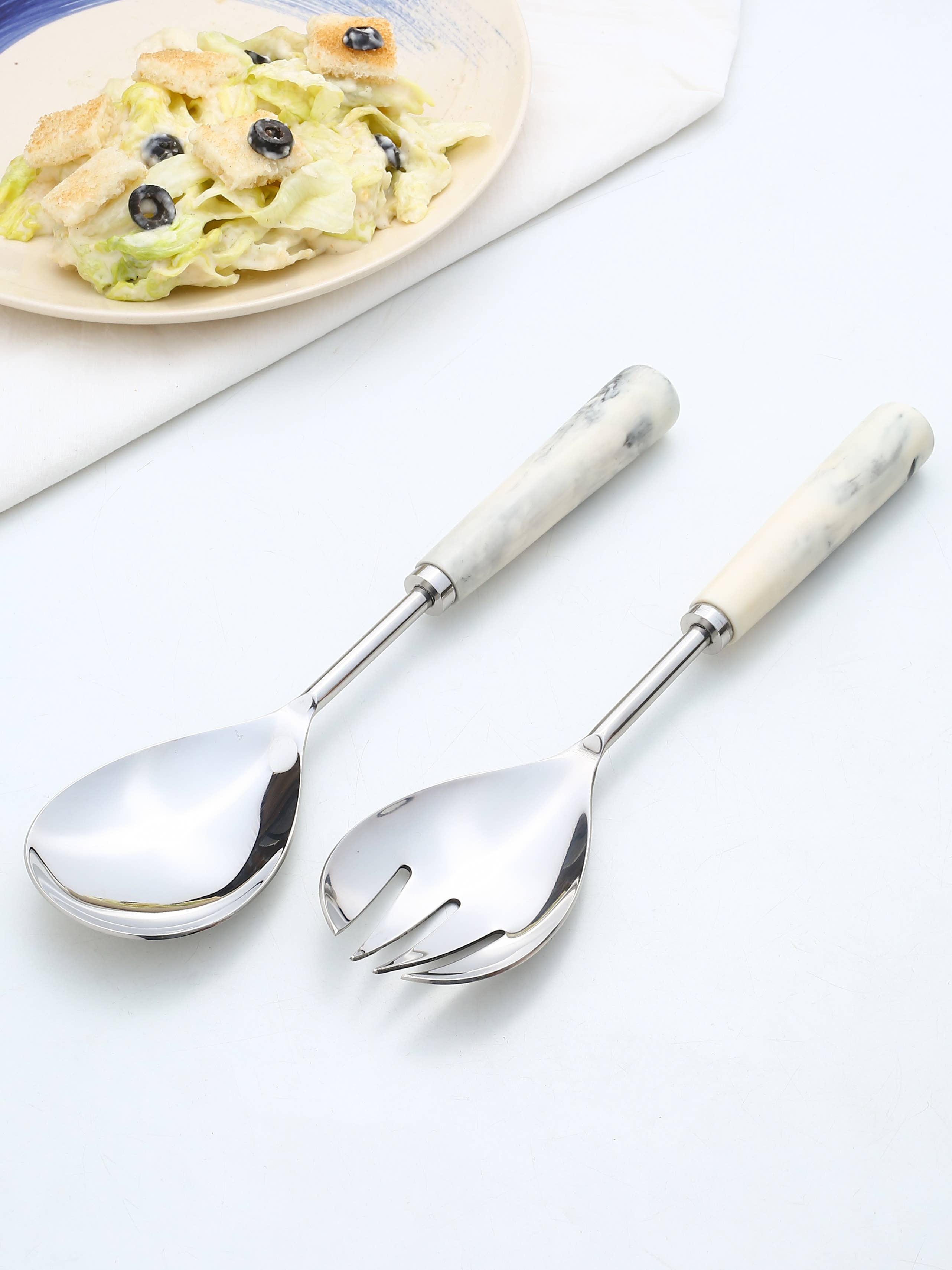Gold Plated Metal & Resin Salad Server 2- Piece Set (12)