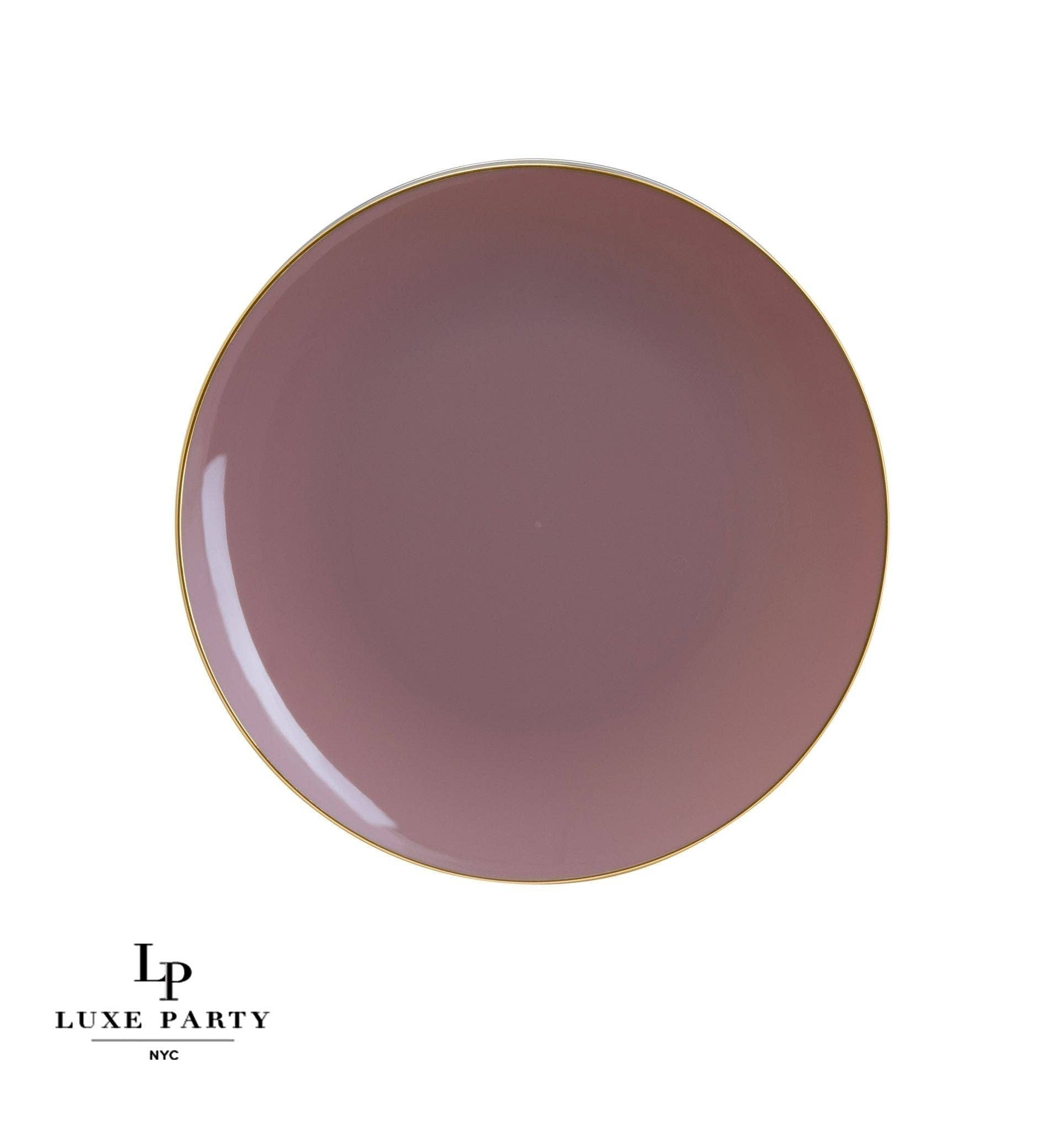 Round Mauve • Gold Plastic Plates | 10 Pack