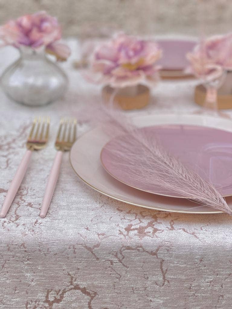 Round Mauve • Gold Plastic Plates | 10 Pack