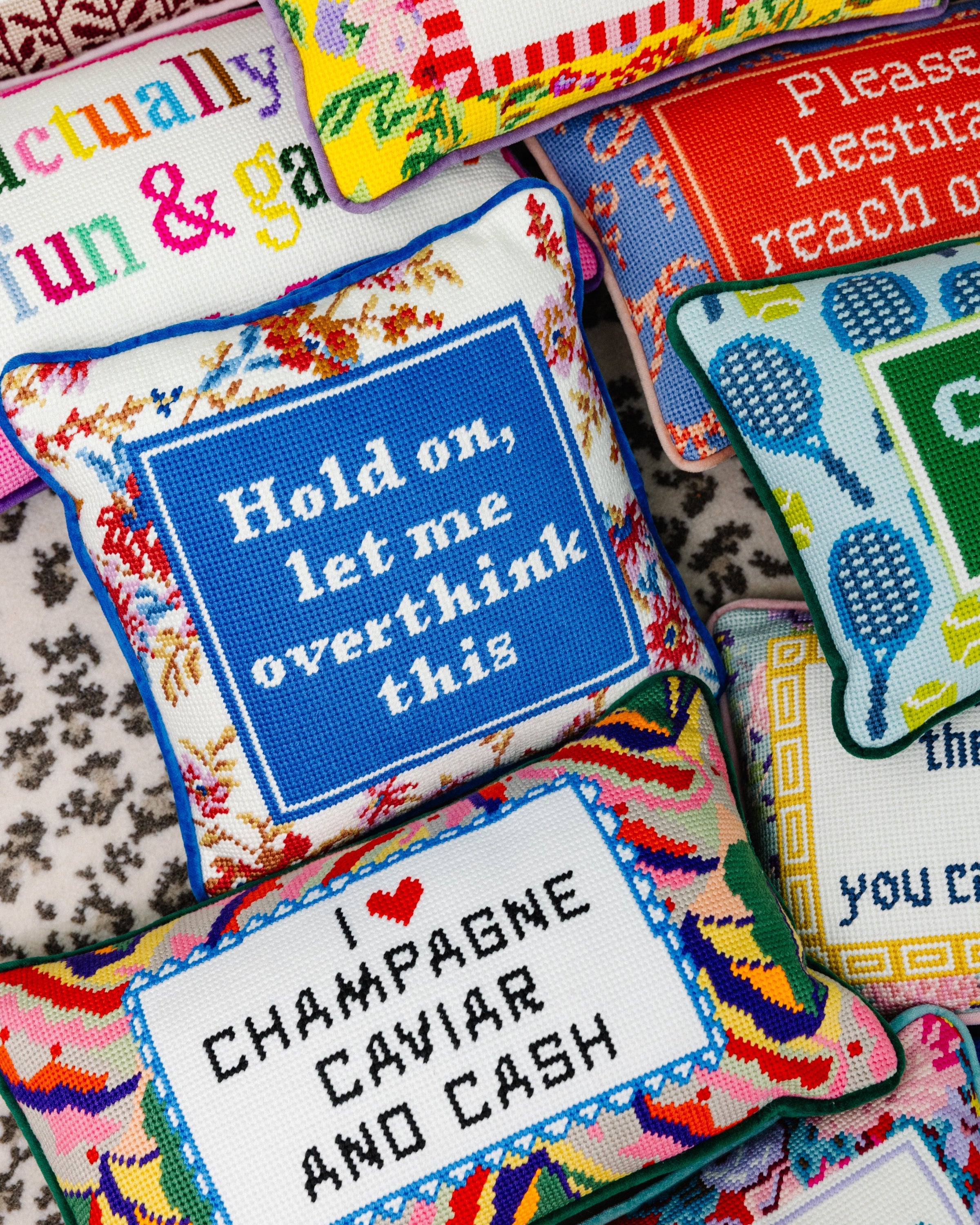 Overthink Needlepoint Pillow