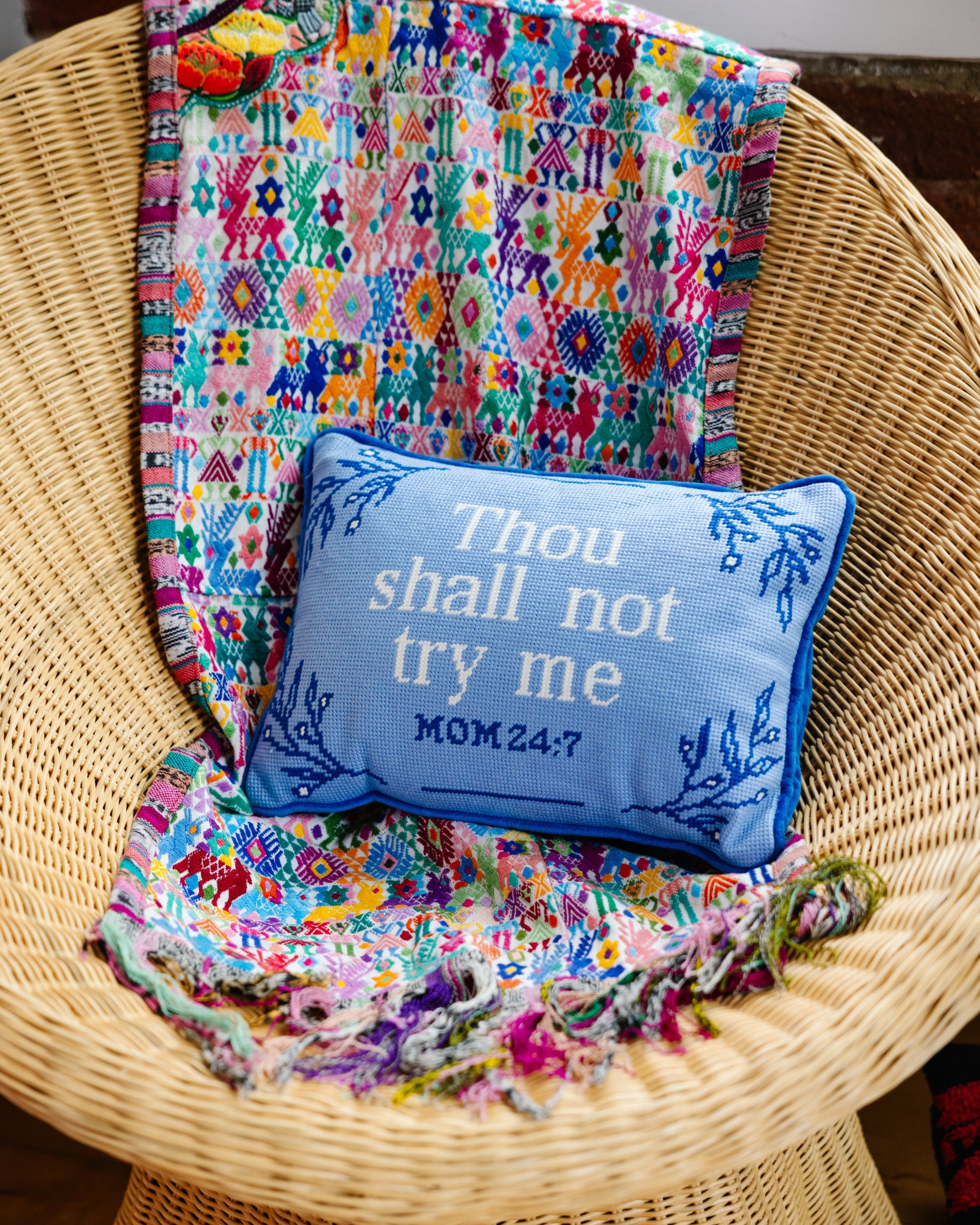 Try Me Needlepoint Pillow