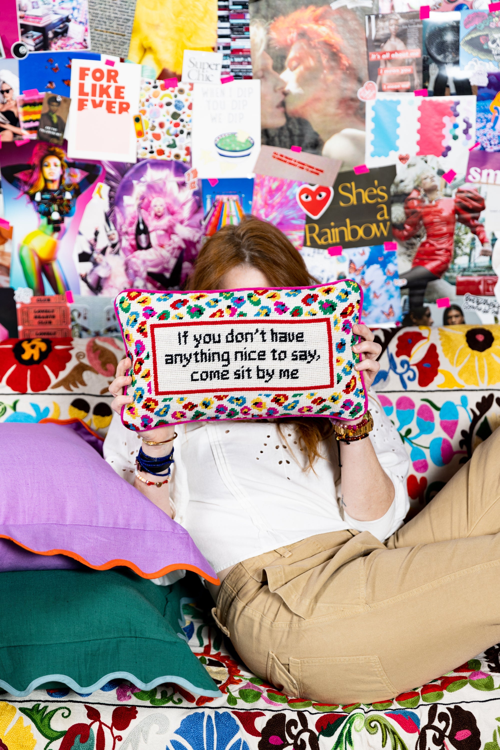 Come Sit By Me Needlepoint Pillow