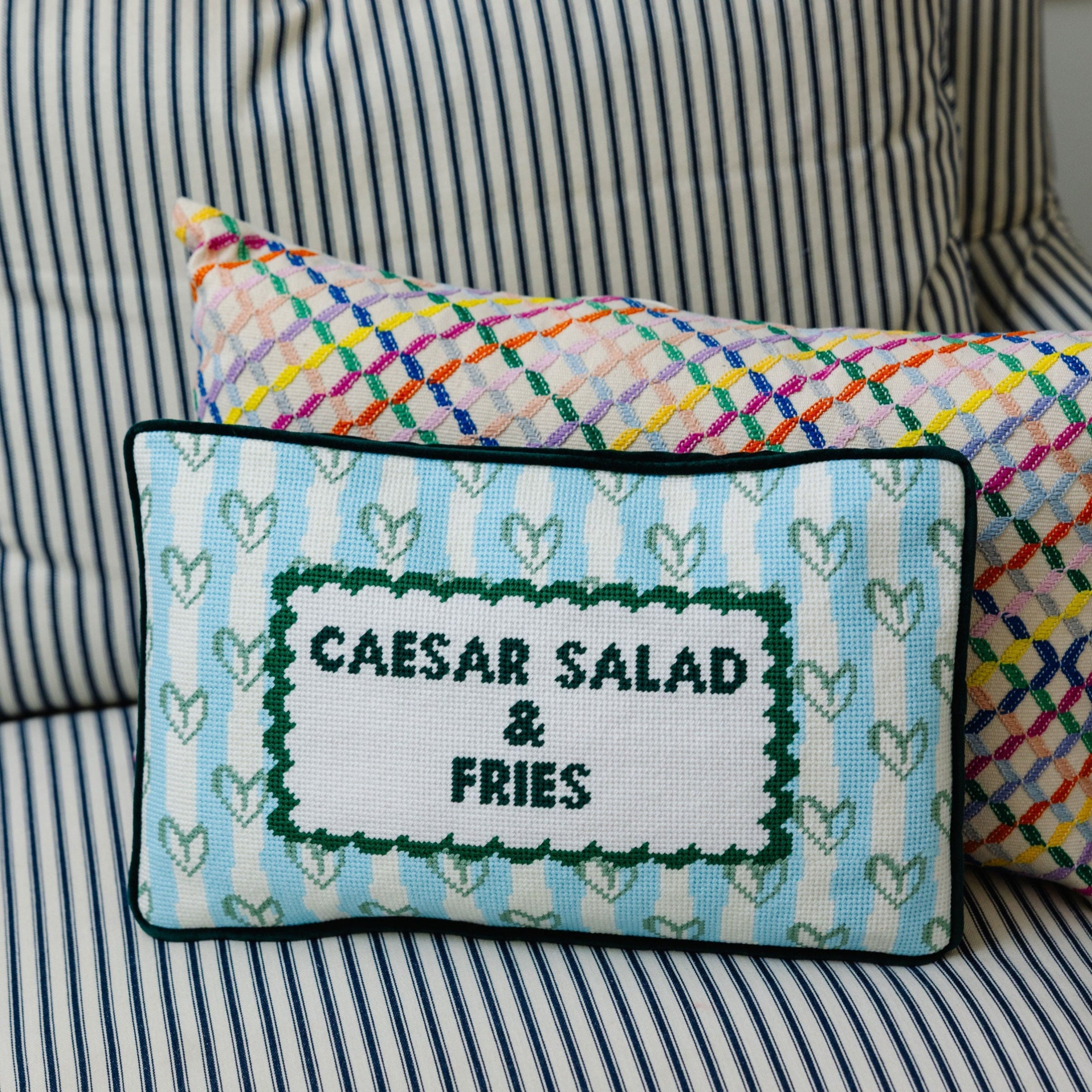 Girl Dinner Needlepoint Pillow