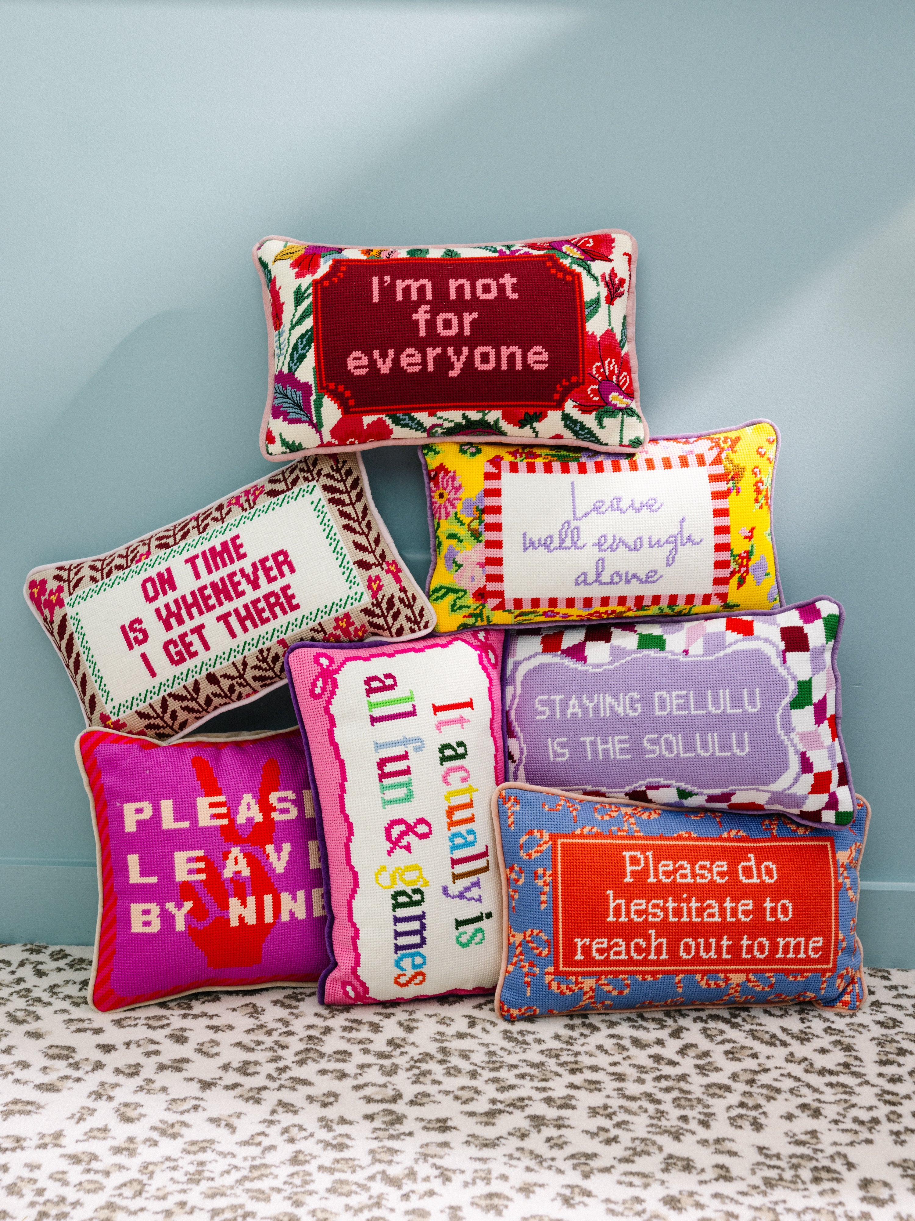 On Time Needlepoint Pillow