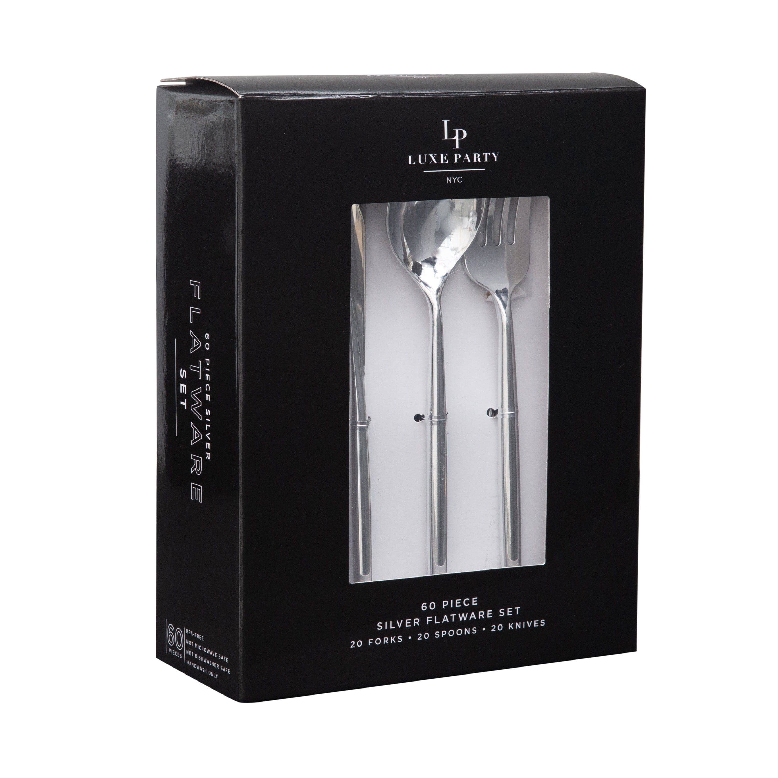 Matrix Silver Plastic Cutlery Set | 60 Pieces