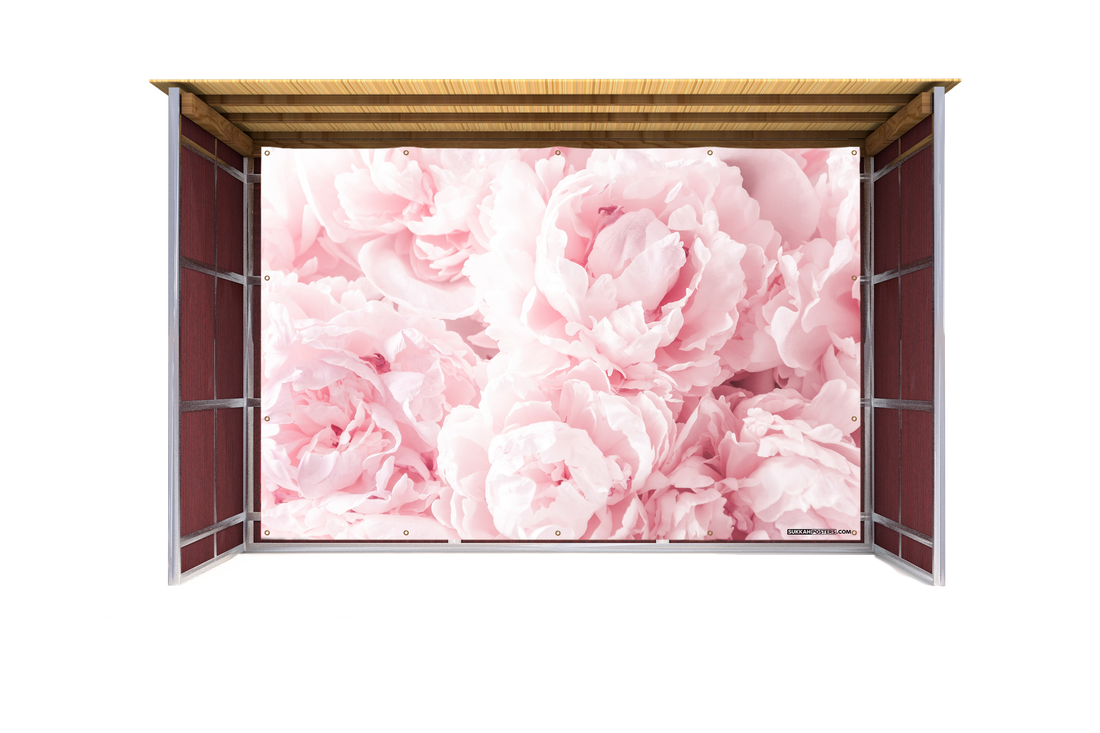 Pink Peonies Sukkah Mural