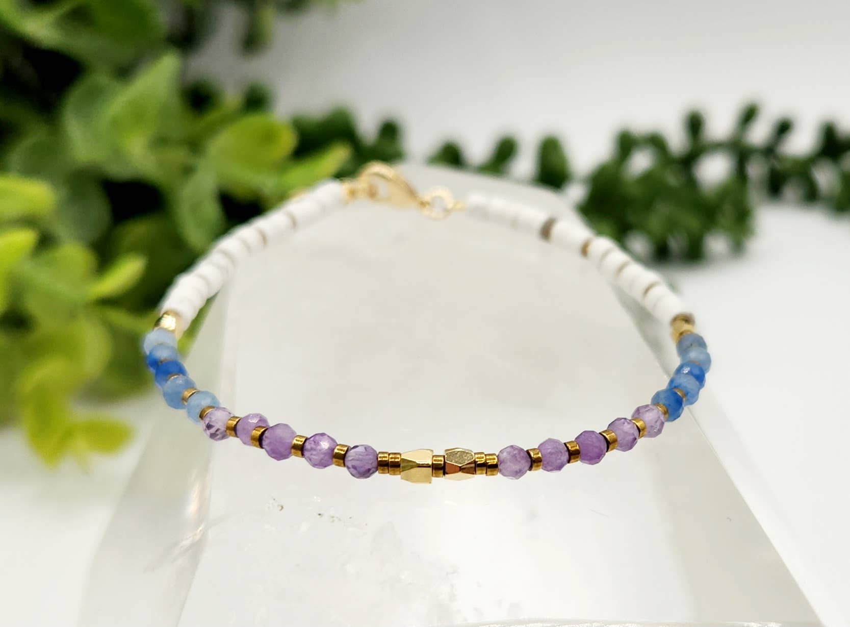 MENTAL CLARITY-Amethyst/Blue Aventurine/Howlite Bracelet-3mm