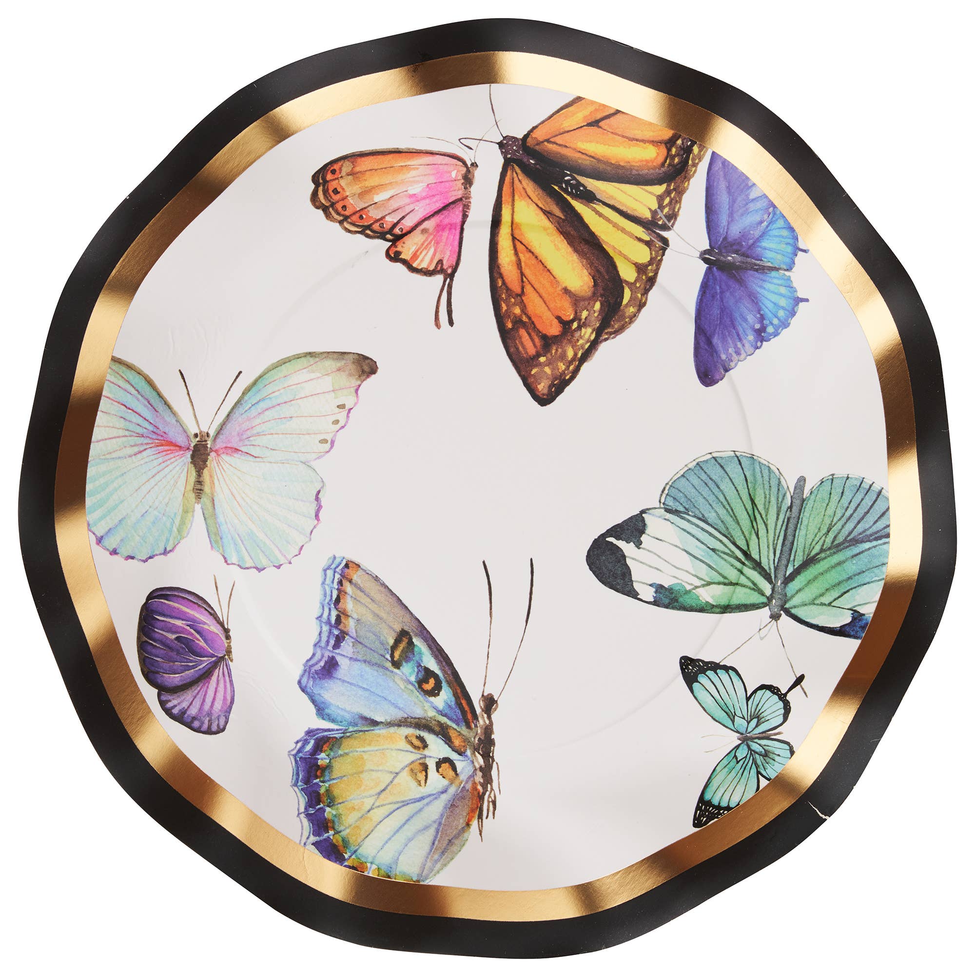 Paper Wavy Salad Plate Butterfly/8ct