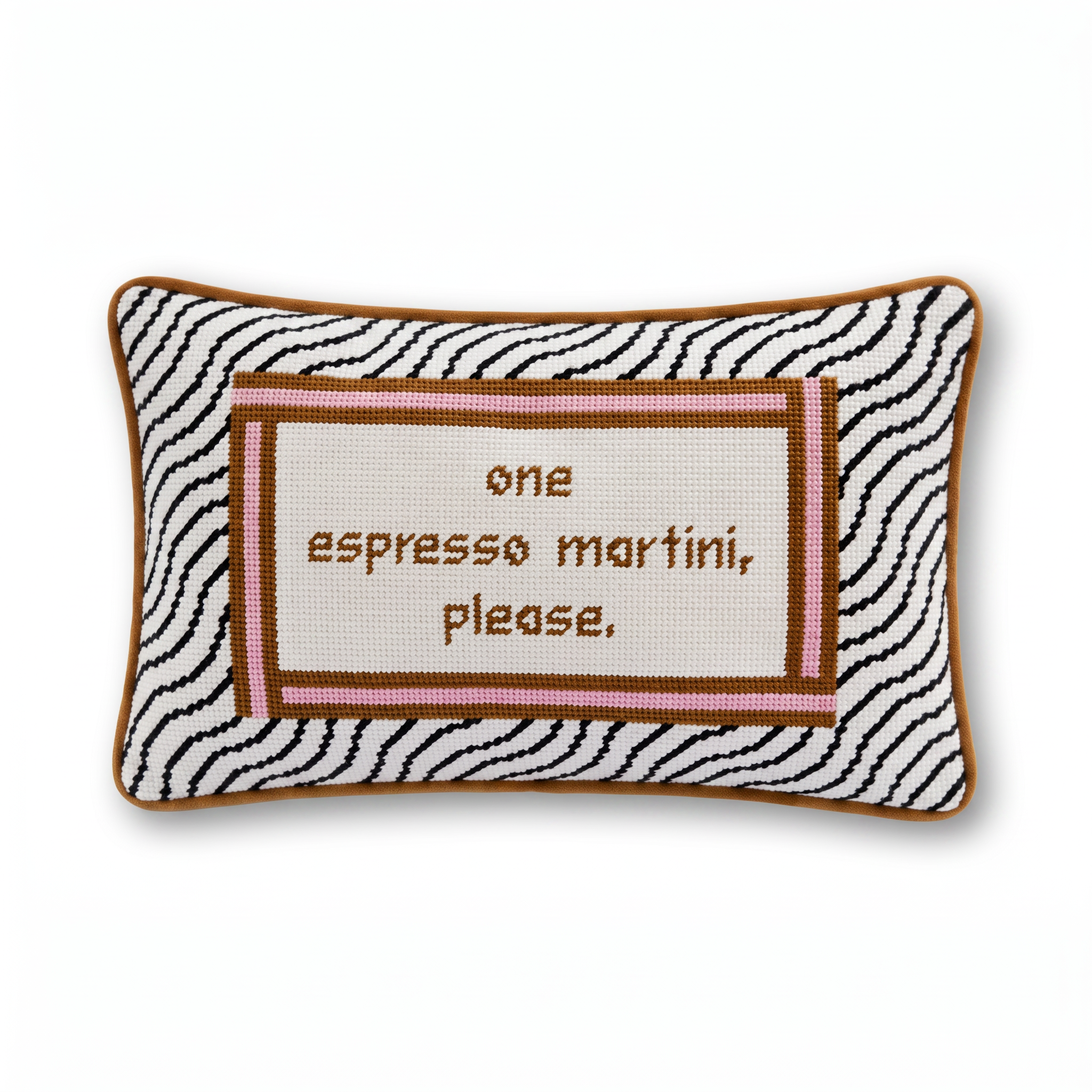 Espresso Martini Needlepoint Pillow