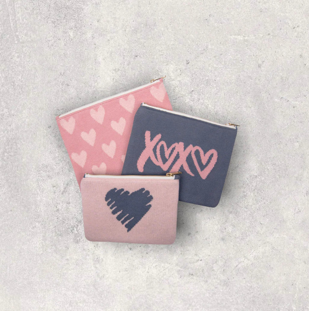 Hearts and Xoxo Travel MakeUp Pouch - Blossom