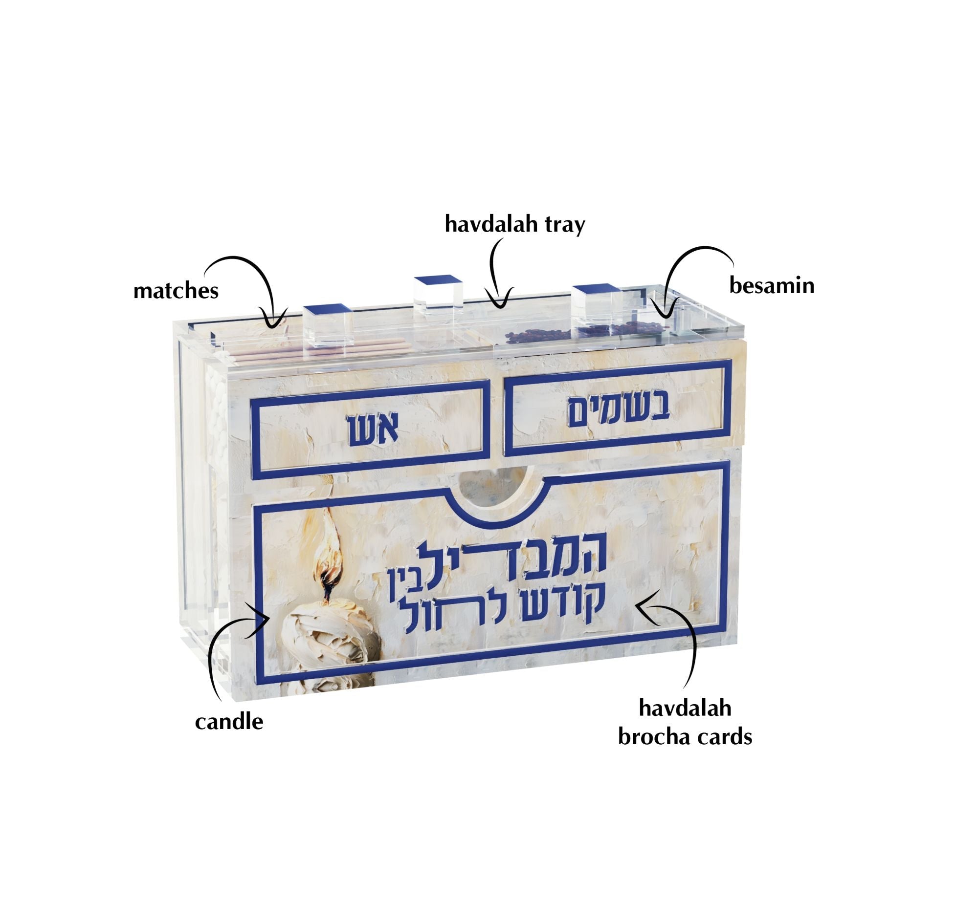 Compact Golden Flame Havdalah Set