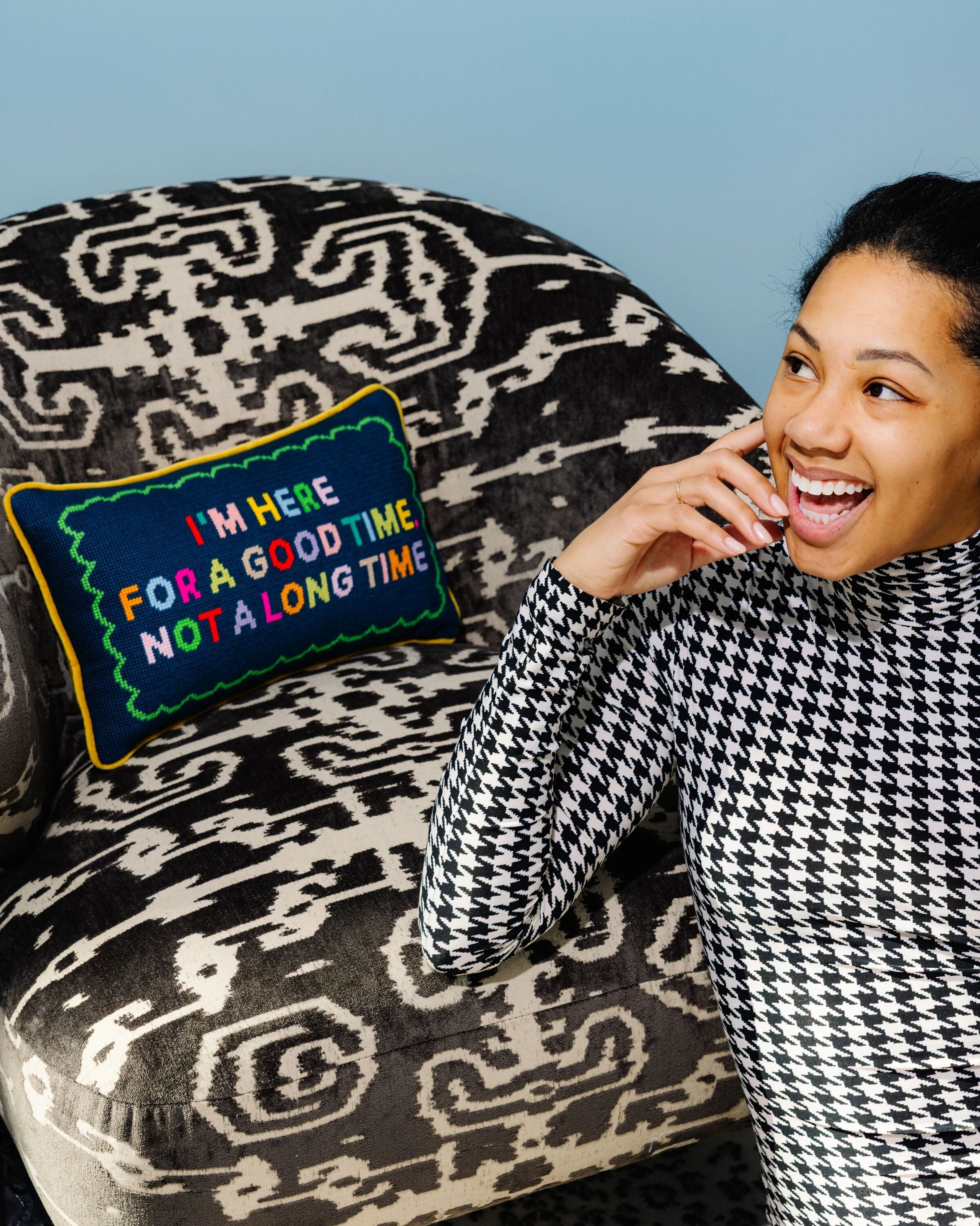 Good Time Needlepoint Pillow