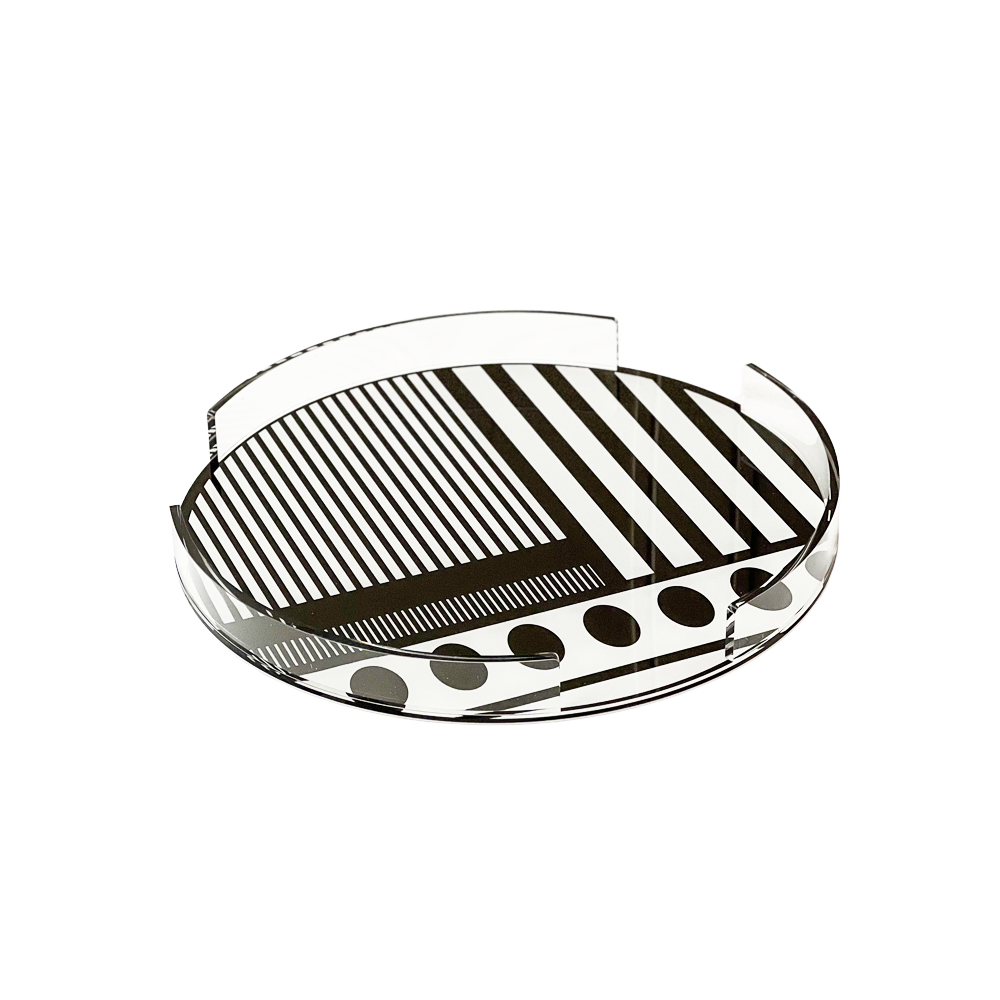 Lucite Black & White Cake Tray