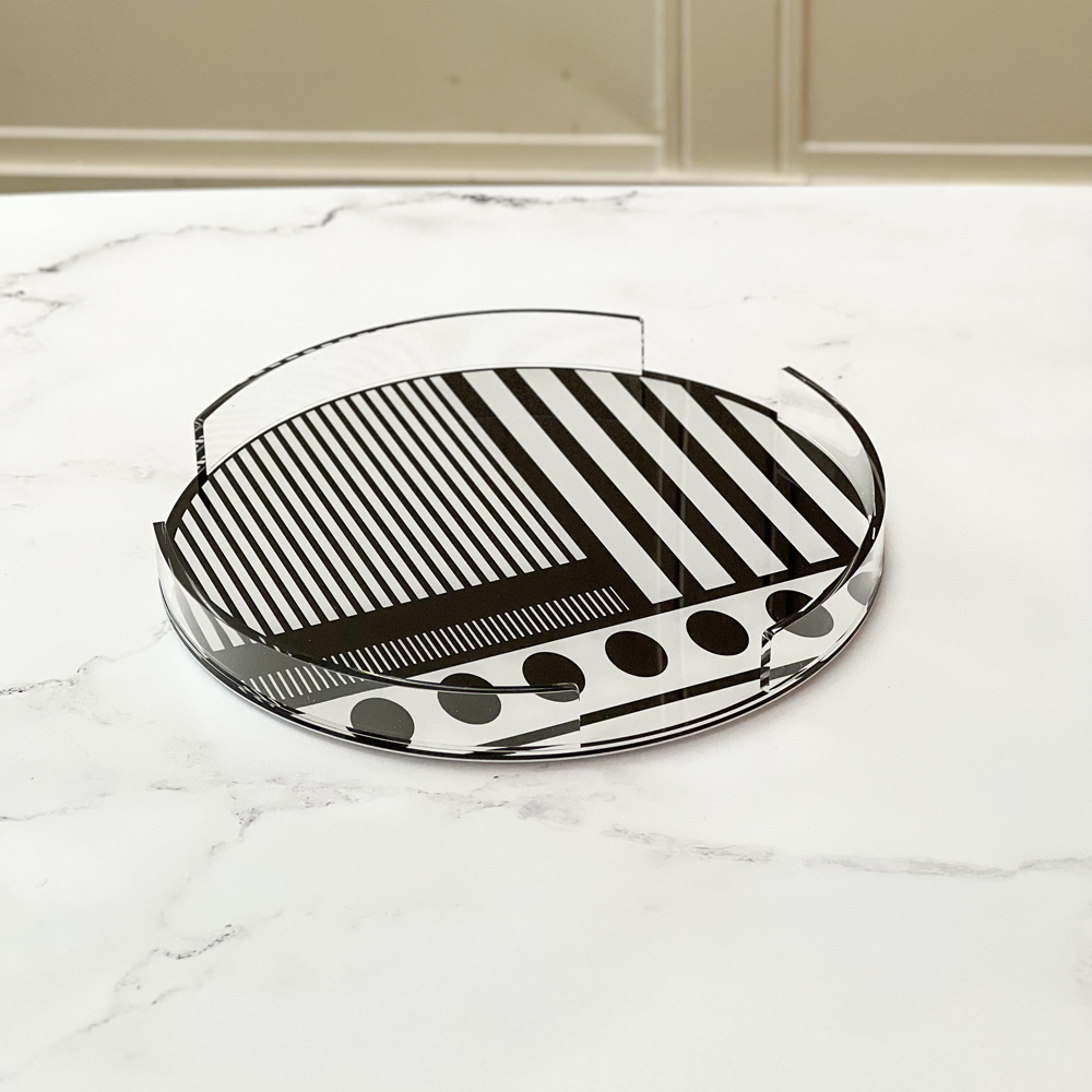 Lucite Black & White Cake Tray