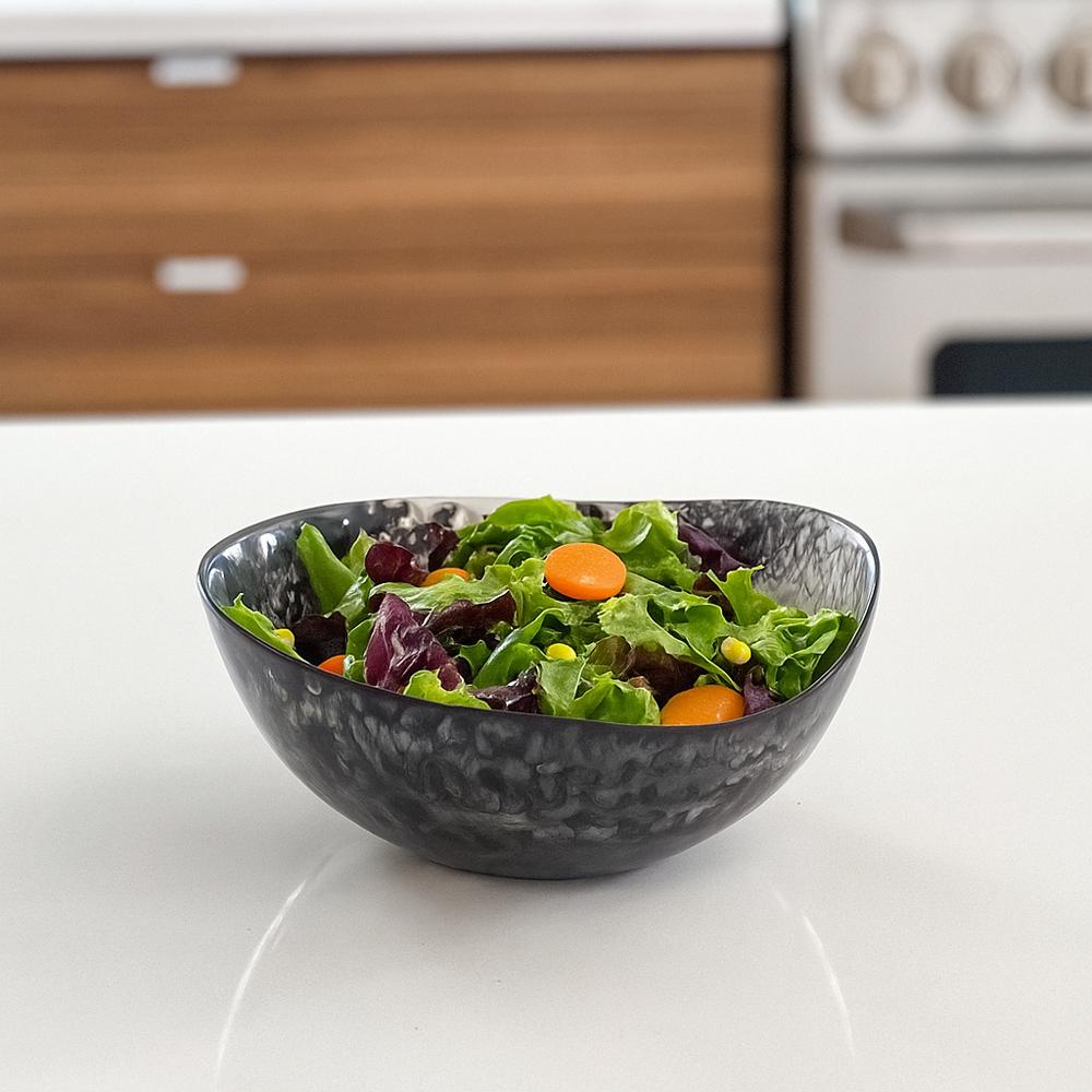 Resin Black Swirl Oval Salad Bowl