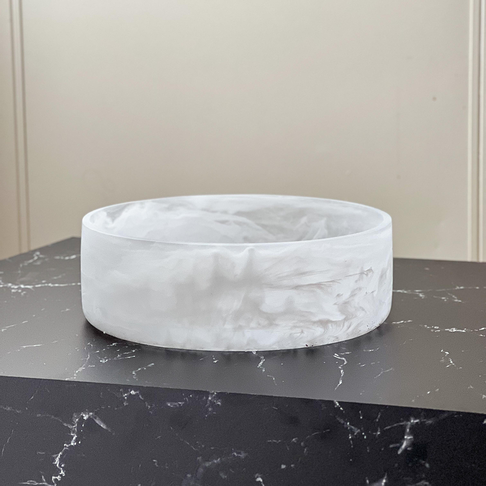 Resin White Swirl Salad Bowl