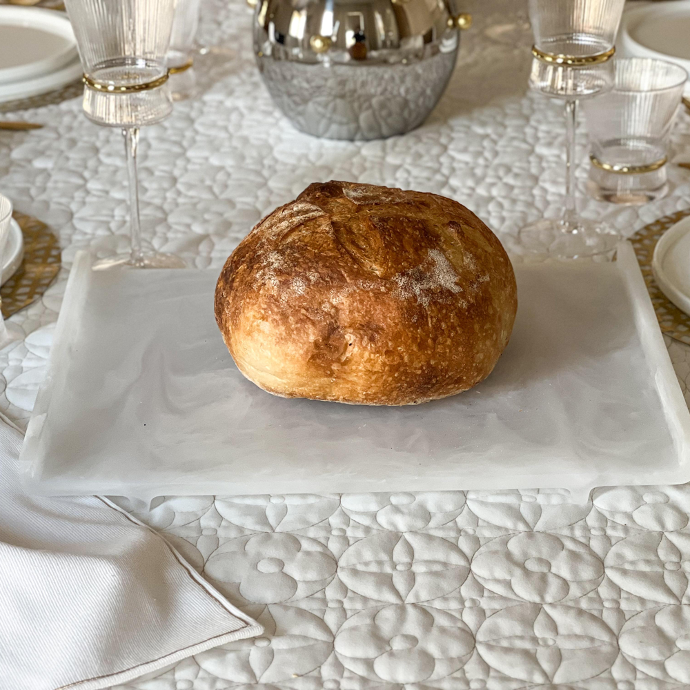 Resin White Swirl Tray