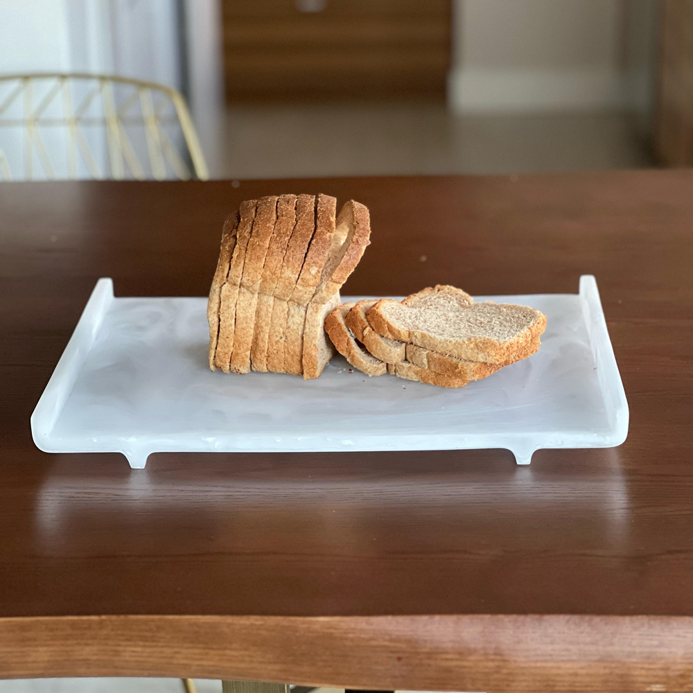 Resin White Swirl Tray