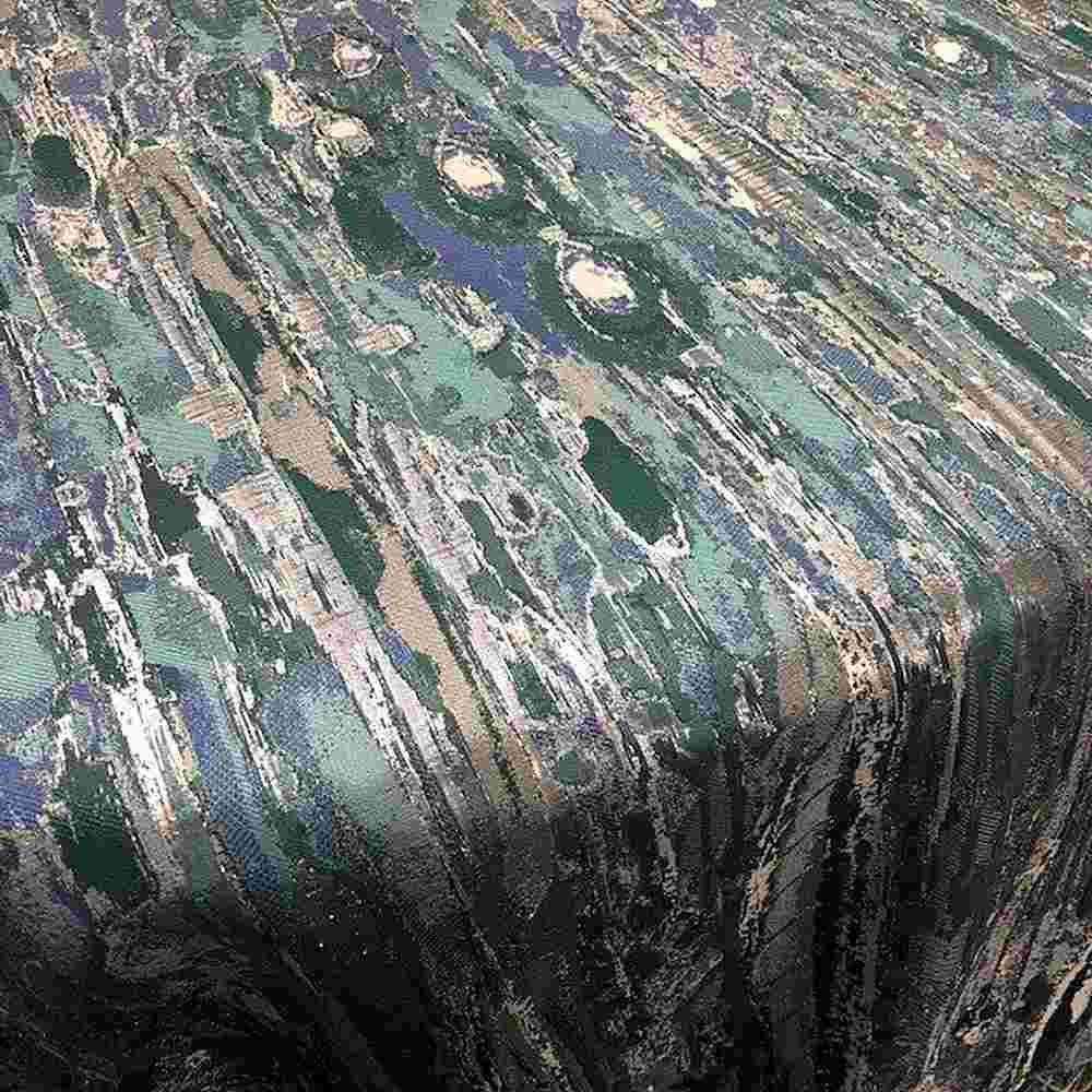 Aqua LYNN Jacquard Print Metallic - Custom Tablecloths