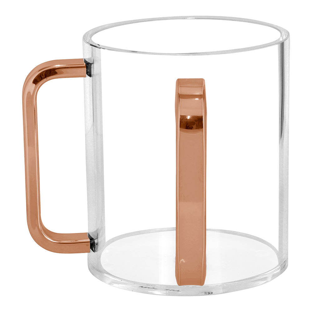 Lucite Wash Cup with Mirrored Rose Gold Handles