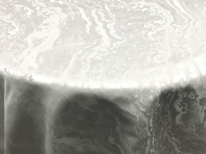 White Mahwah Metallic Marbleized - Custom Tablecloths