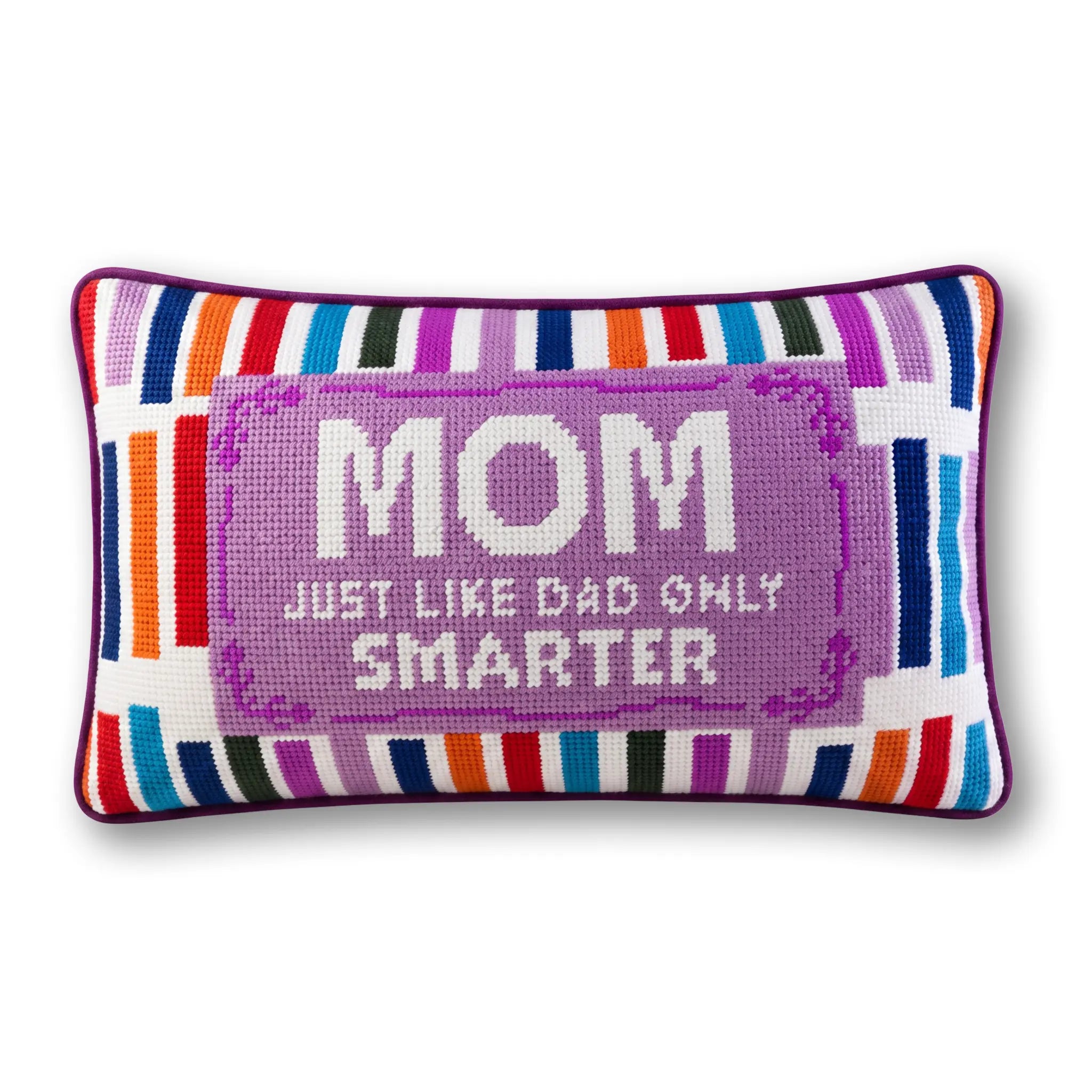 Mom Rules Needlepoint Pillow