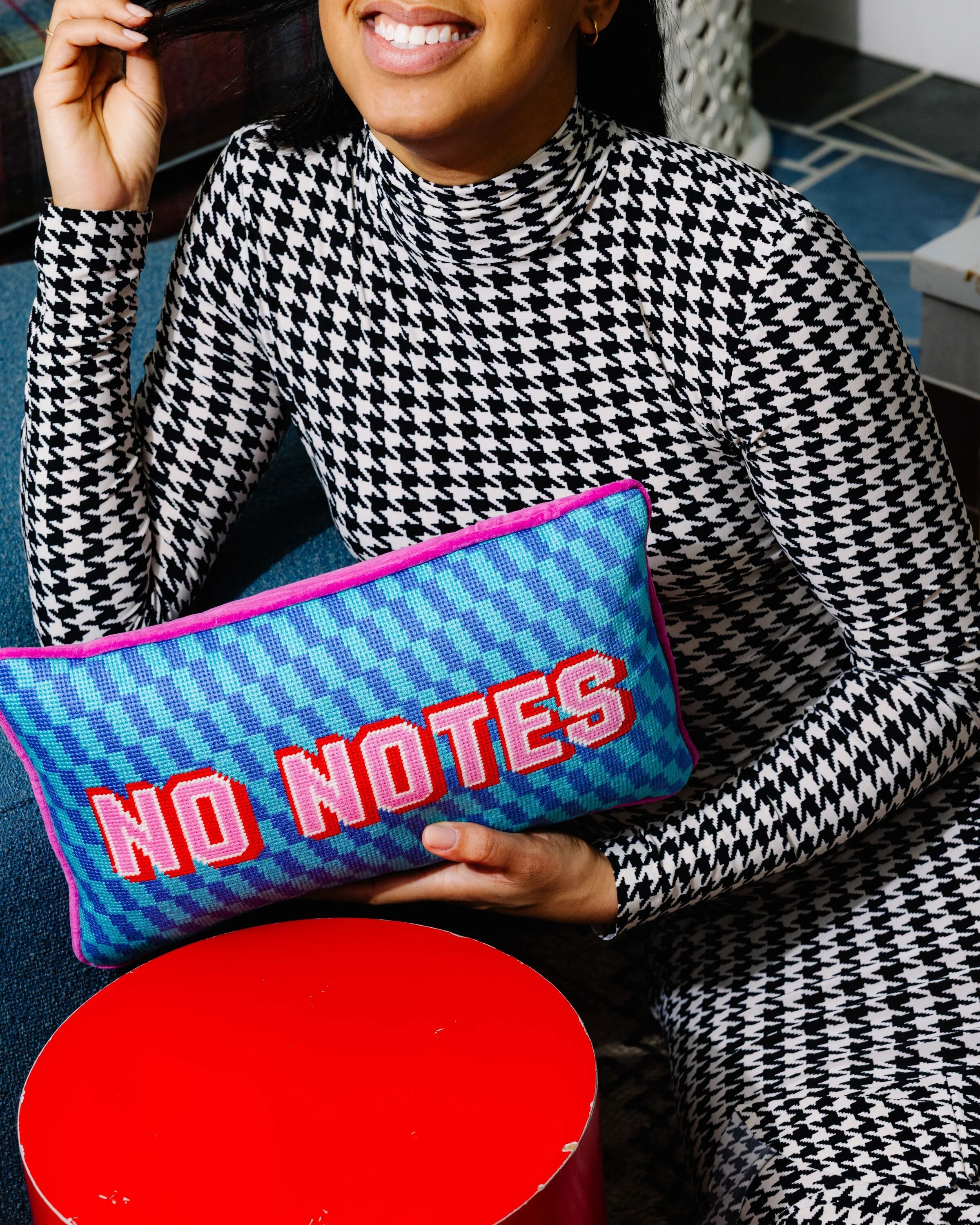 No Notes Needlepoint Pillow