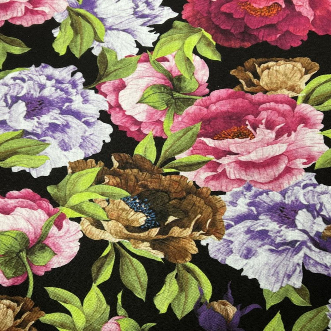 Black SPRING GARDEN Floral Digital Print - Custom Tablecloths