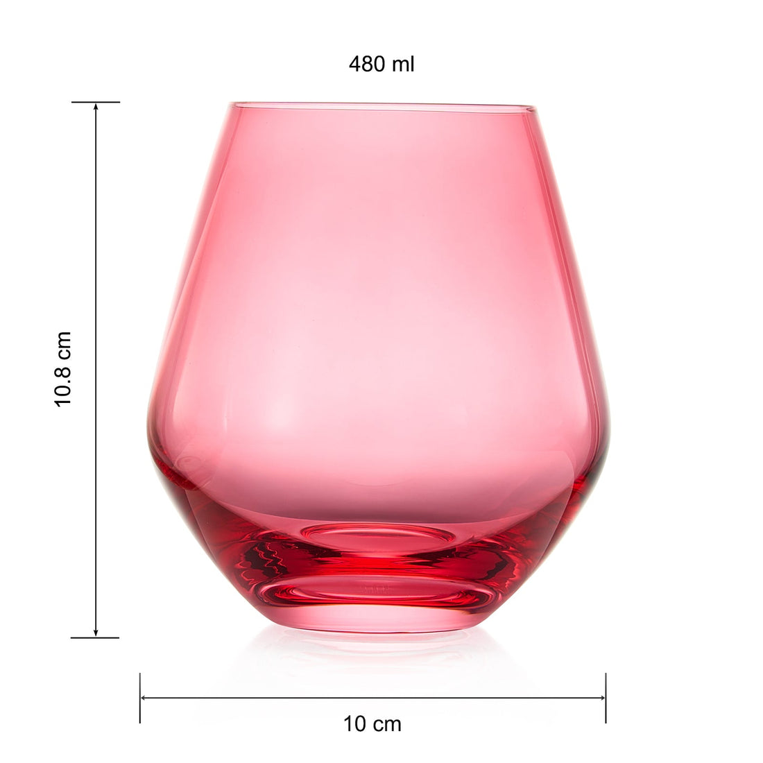 Coral & Fuchsia Colored Wine Glassware | Set of 2 | Large 16 oz Stemless Glasses, Coral Peach Pink Italian Style - Valentines Day Wine, Water, Margarita Glasses, Tumbler Beautiful Hand-Blown Glass