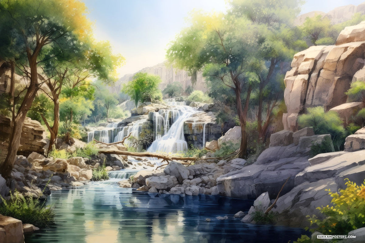 Banyas Watercolor Sukkah Mural