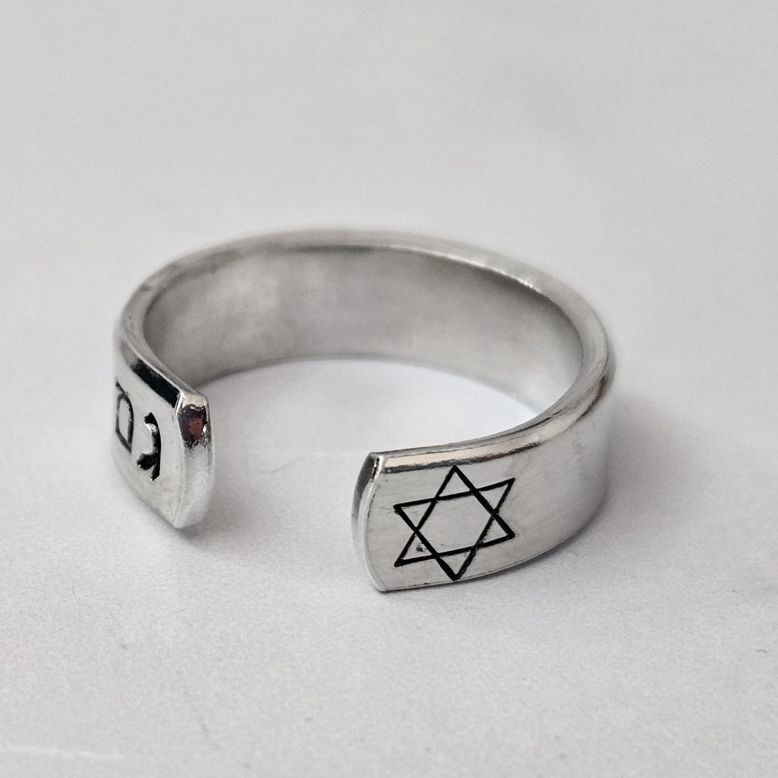 This Too Shall Pass Hebrew Sterling Silver Star of David Band Ring