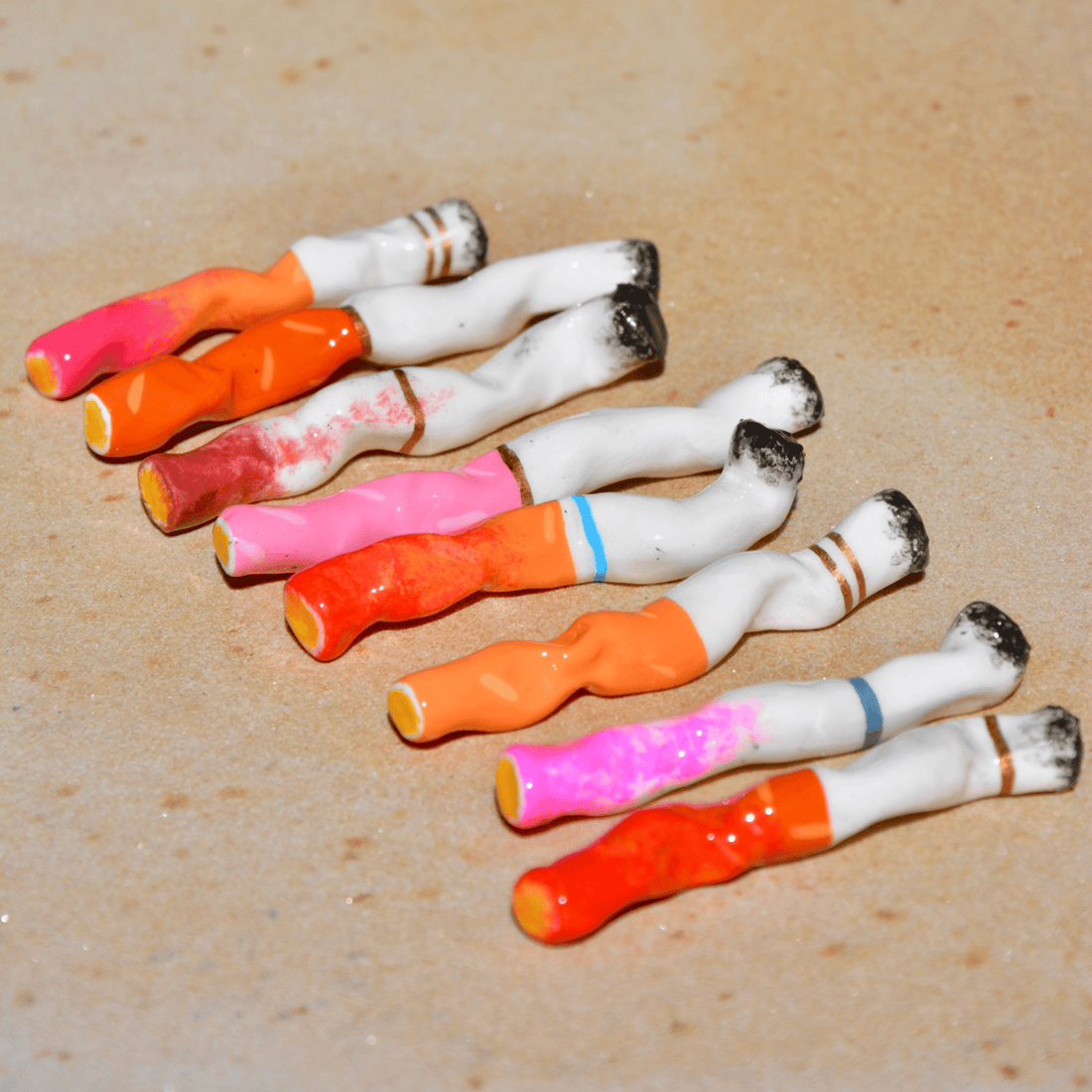 LONG VANITY CERAMIC CIGARETTES - SET OF EIGHT