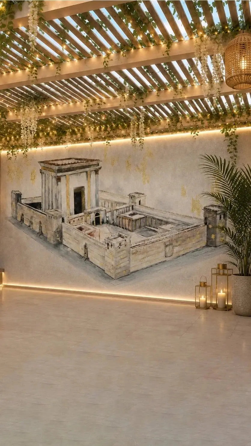 Bais Hamikdash by Judy Vinyl Sukkah Decoration