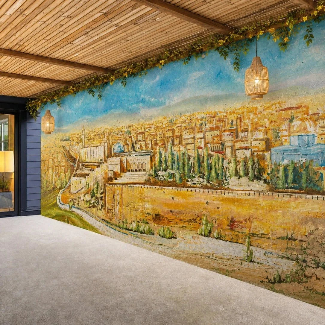 Jerusalem in Color Vinyl Sukkah Decoration