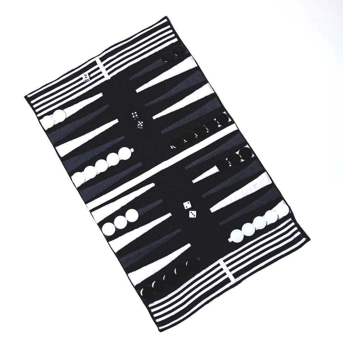 Black &amp; White Stripe Outdoor/Travel Backgammon Set: Plastic