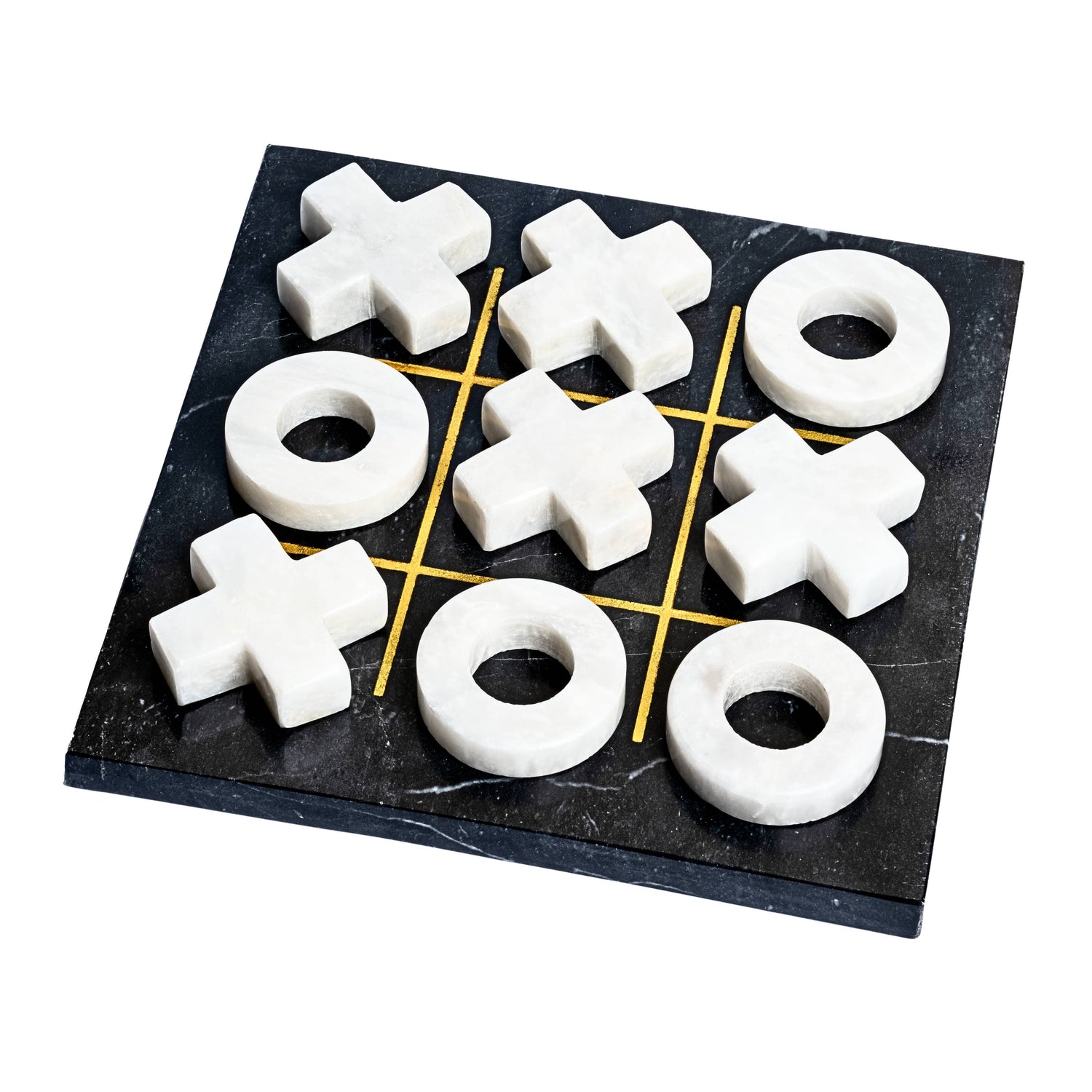 Marble Tic Tac Toe Game: Black &amp; White