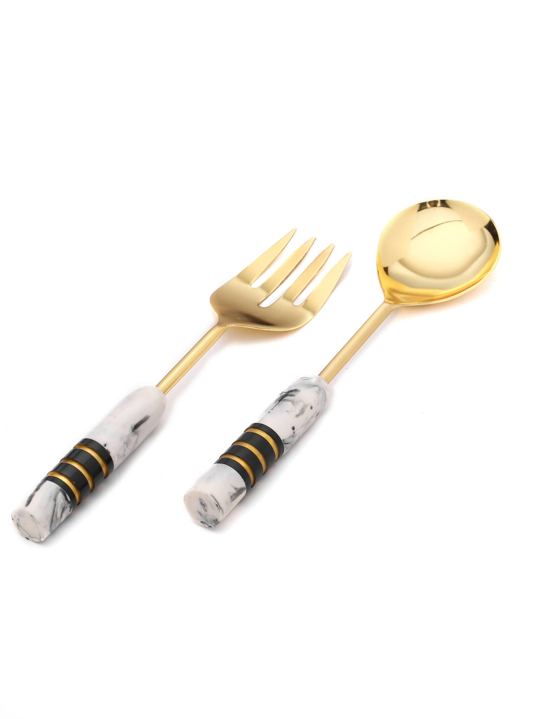 Gold Plated Metal &amp; Resin Salad Server 2- Piece Set (11)