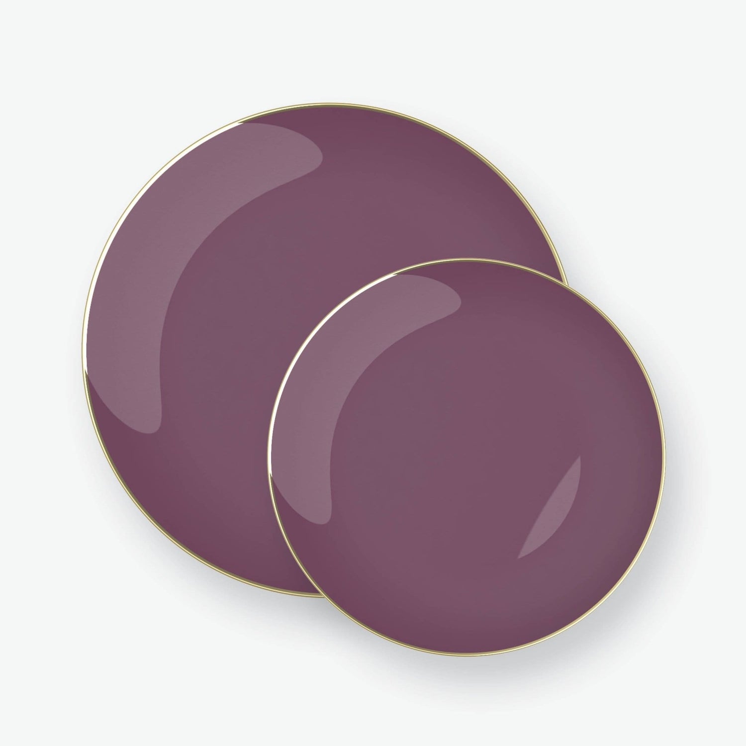 Round Purple • Gold Plastic Plates | 10 Pack: 10.25&quot; Dinner Plates