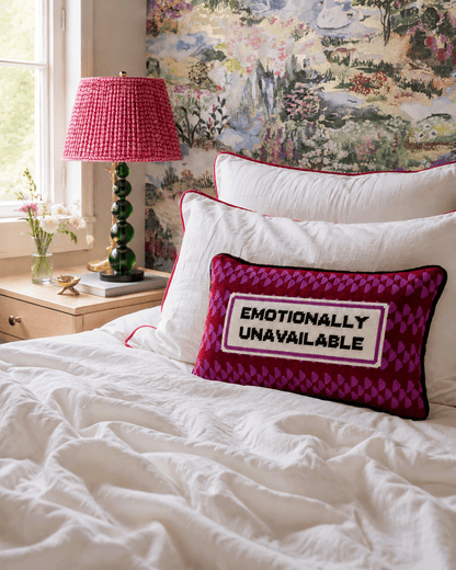 Emotionally Unavailable Needlepoint Pillow