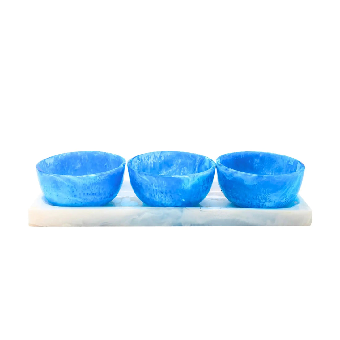 Lucente Blue Resin Serving Tray &amp; Appetizer Bowls