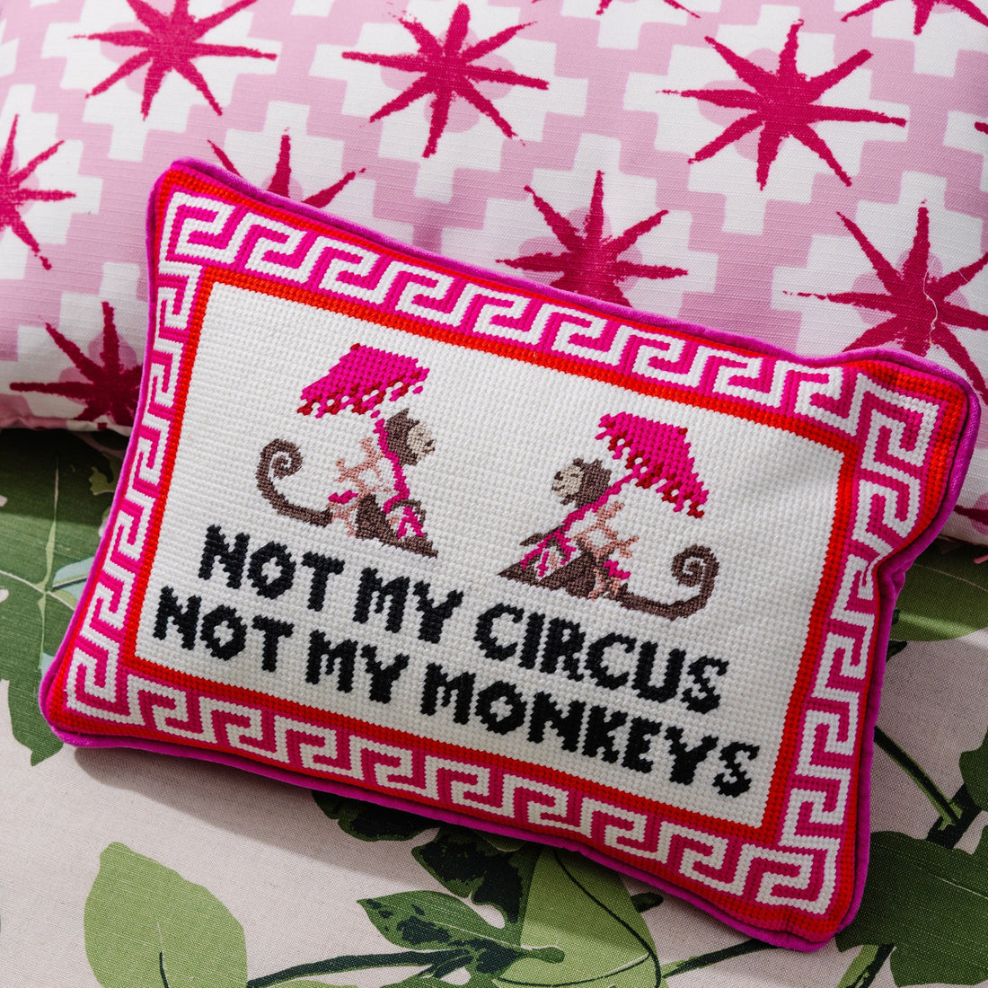 Not My Circus Needlepoint Pillow