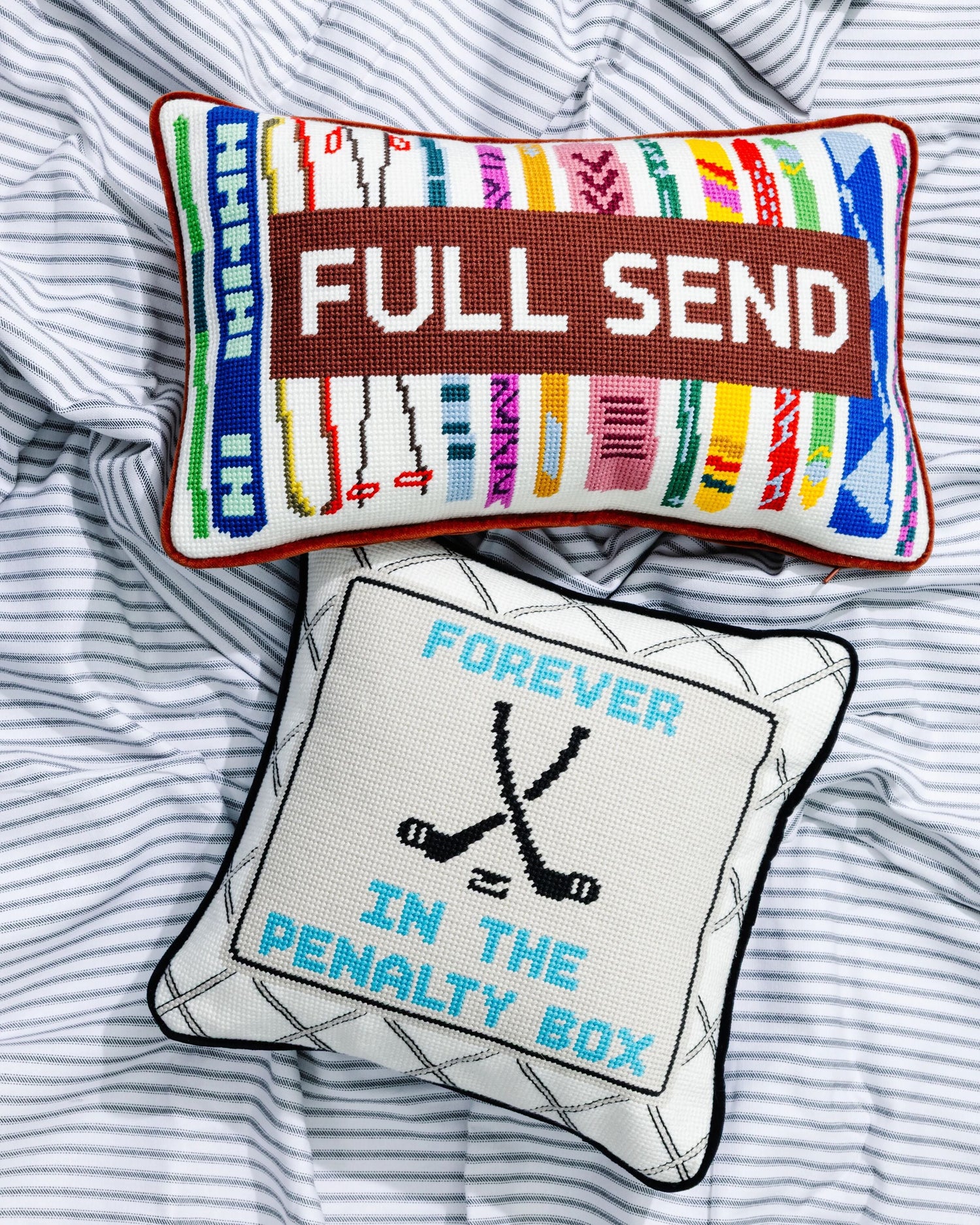 Penalty Box Needlepoint Pillow