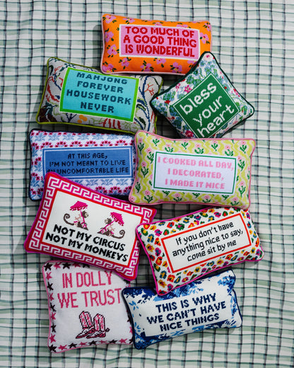 Not My Circus Needlepoint Pillow