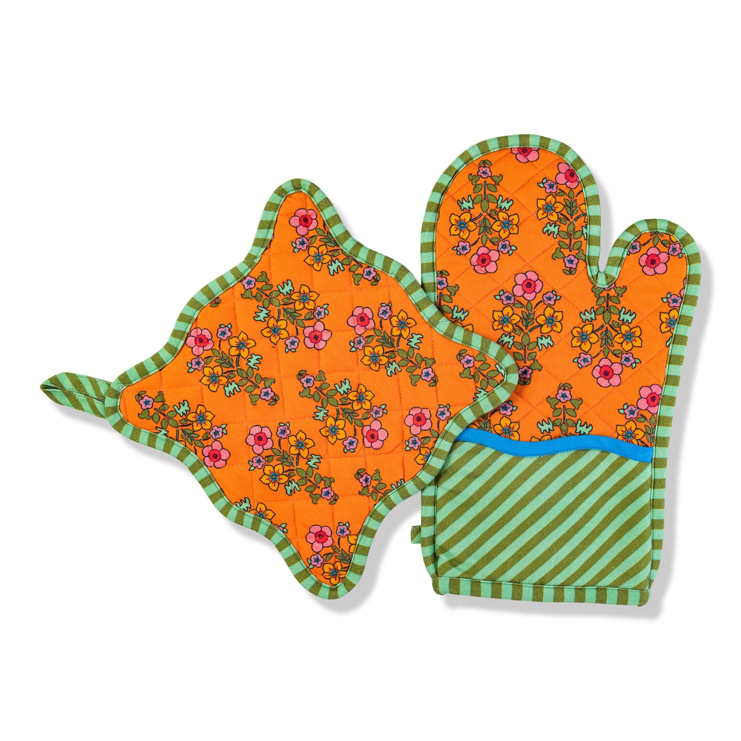Orange Pot Holder &amp; Oven Mitt