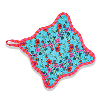 Turquoise Pot Holder &amp; Oven Mitt