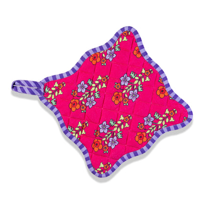 Fuchsia Pot Holder &amp; Oven Mitt