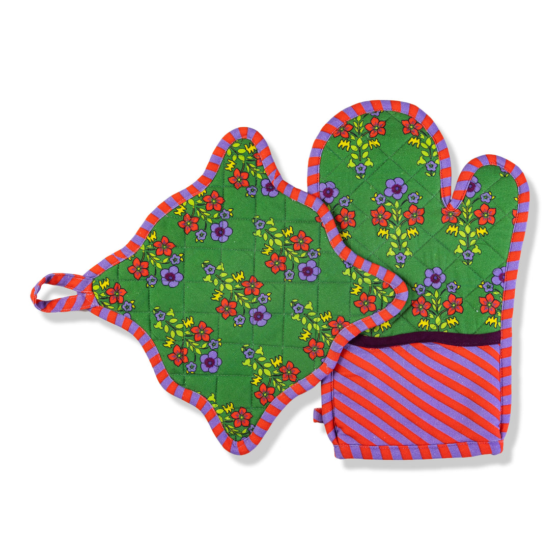 Green Pot Holder &amp; Oven Mitt