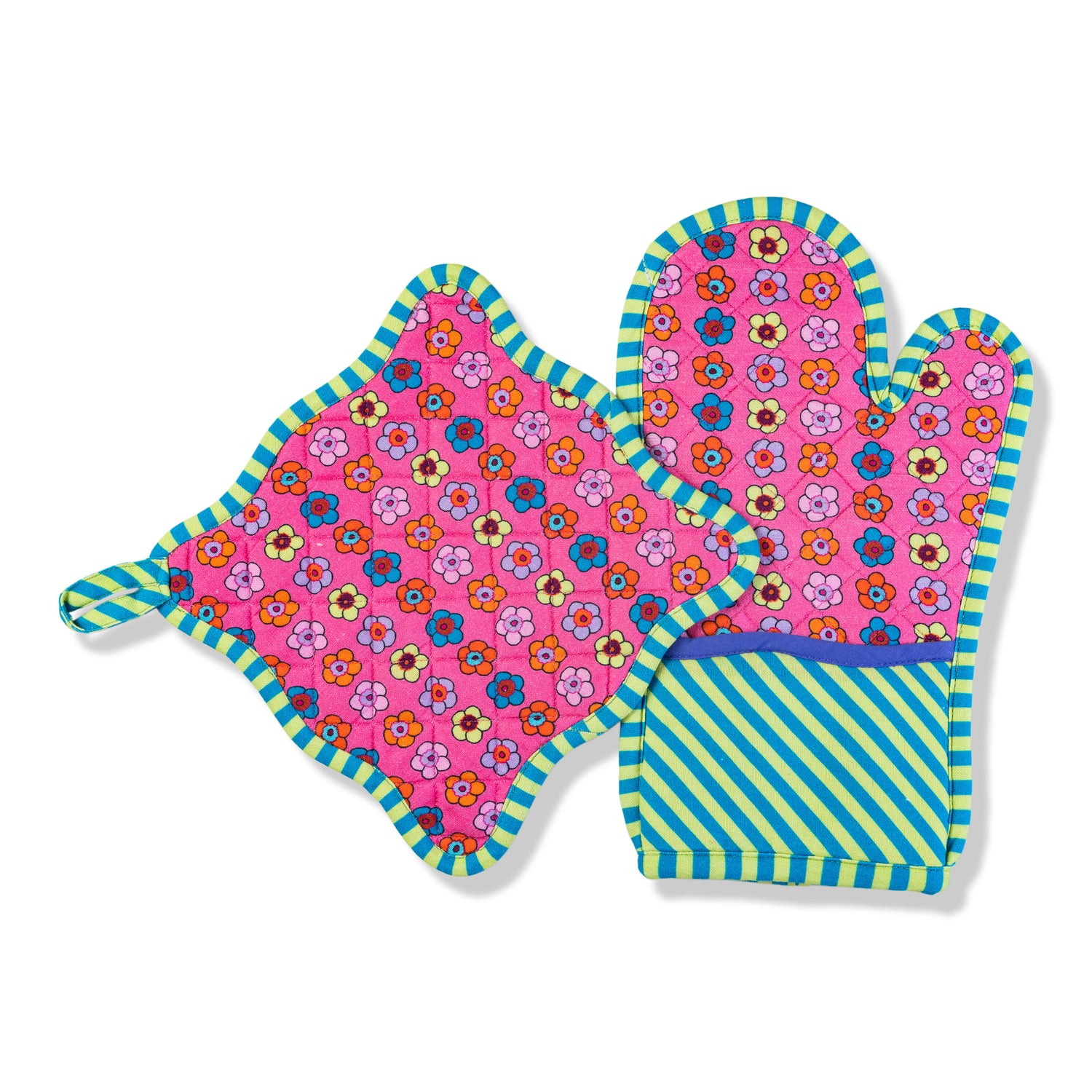 Pink Pot Holder &amp; Oven Mitt