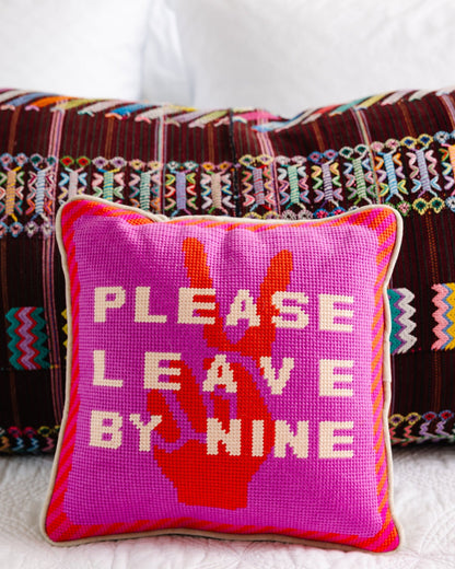 Leave by Nine Needlepoint Pillow